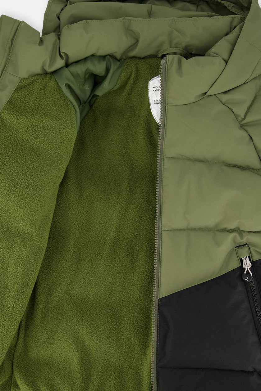 Color-Block Winter Jacket Olive Green