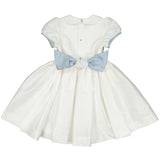 Bagatelle White/Blue Silk Handmade Smocked Dress