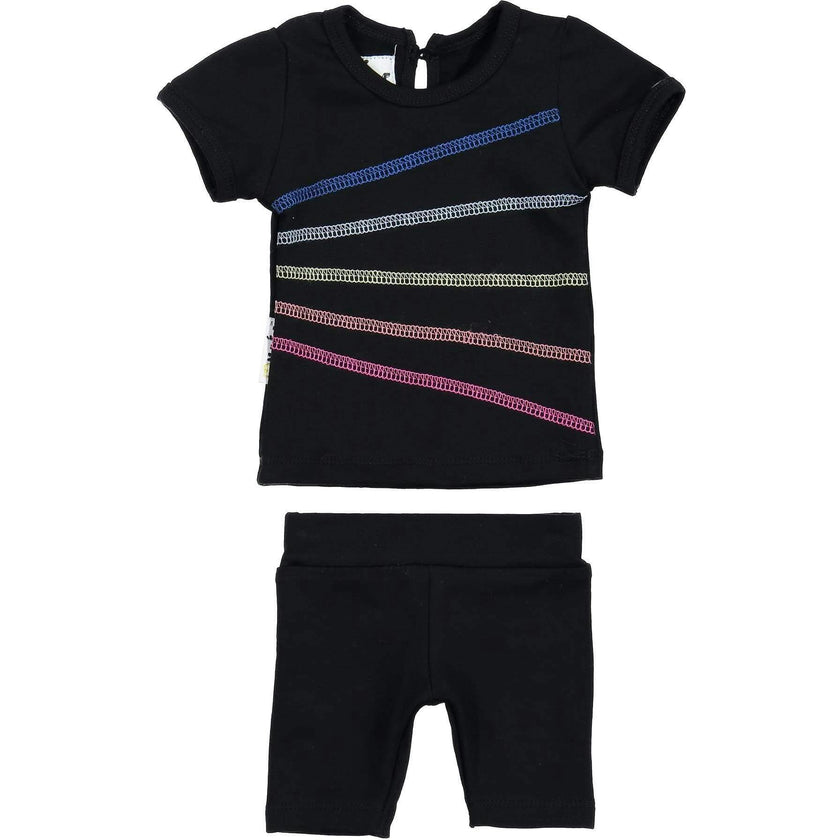 Colored Overlock 2-Piece Top & Short Set