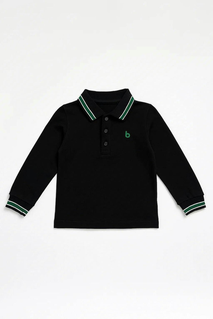 Boys Long Sleeve Striped Polo