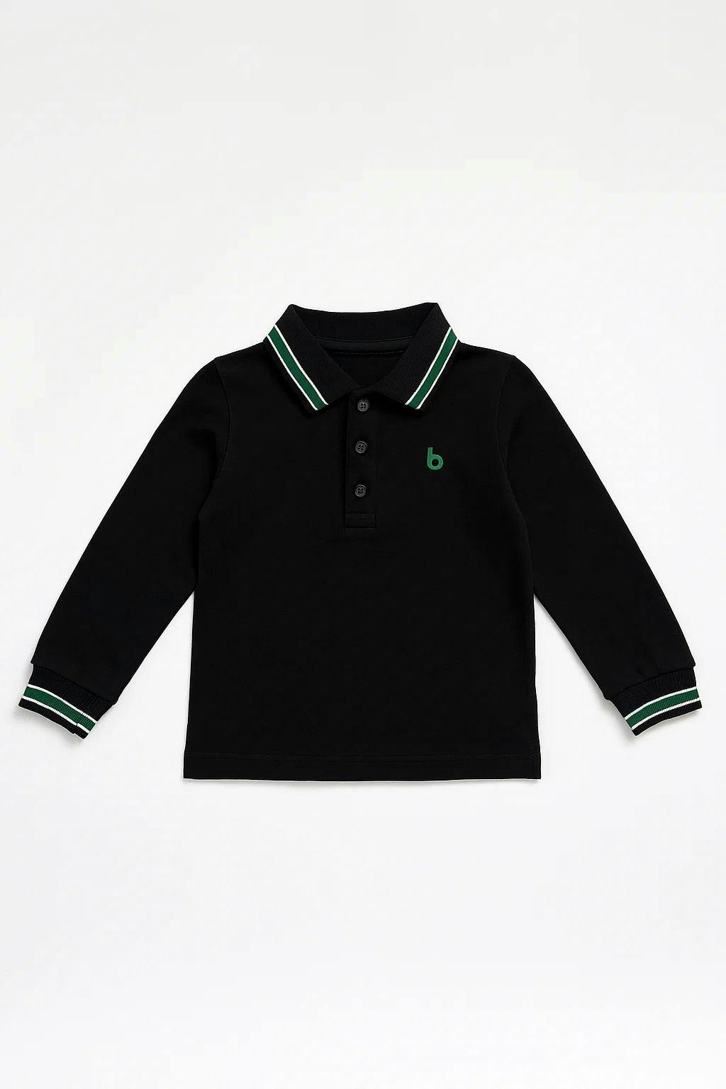 Boys Long Sleeve Striped Polo