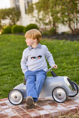 Long Sleeve Polo - Navy Stripe
