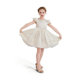 Ivory Vistaine Floral-Embroidered Pleated Dress
