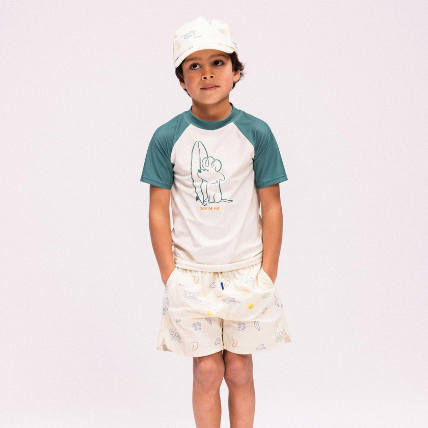 Swim Shirt Short Sleeves - Green - Surfer