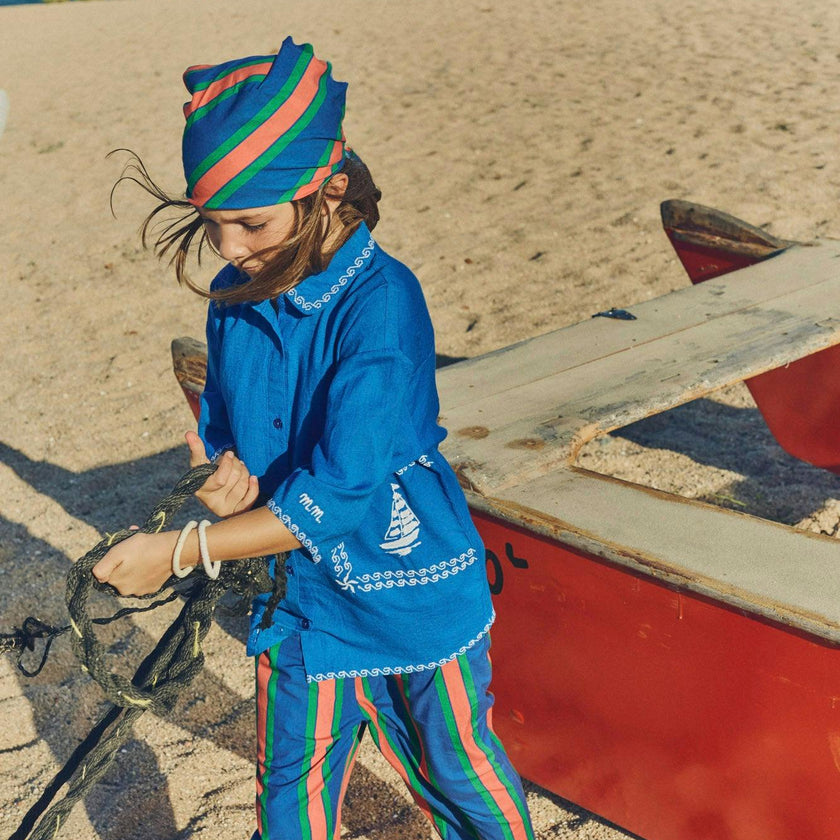 TROPIC STRIPED PANTS NAVY / RED