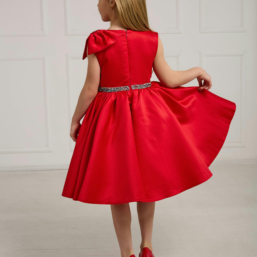 Red Satin Party Dress