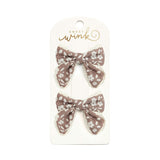 Mocha Floral Lace Bow Clip Set