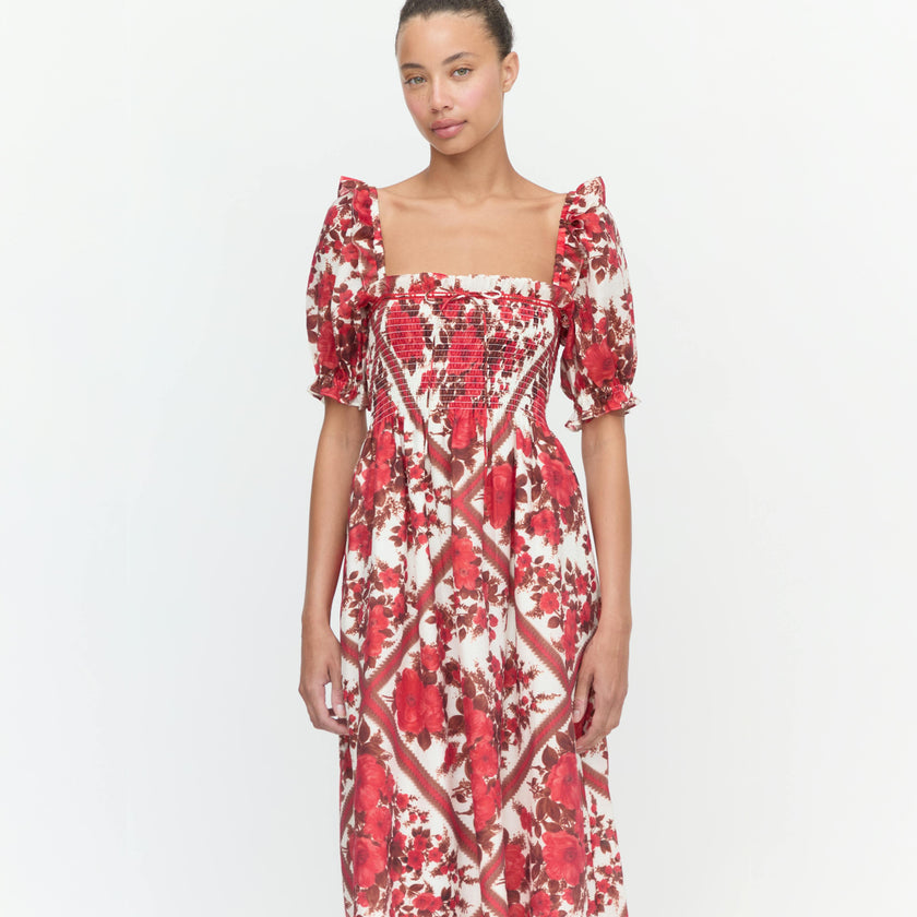 The Scarlett Nap Dress - Red Diamond Rose