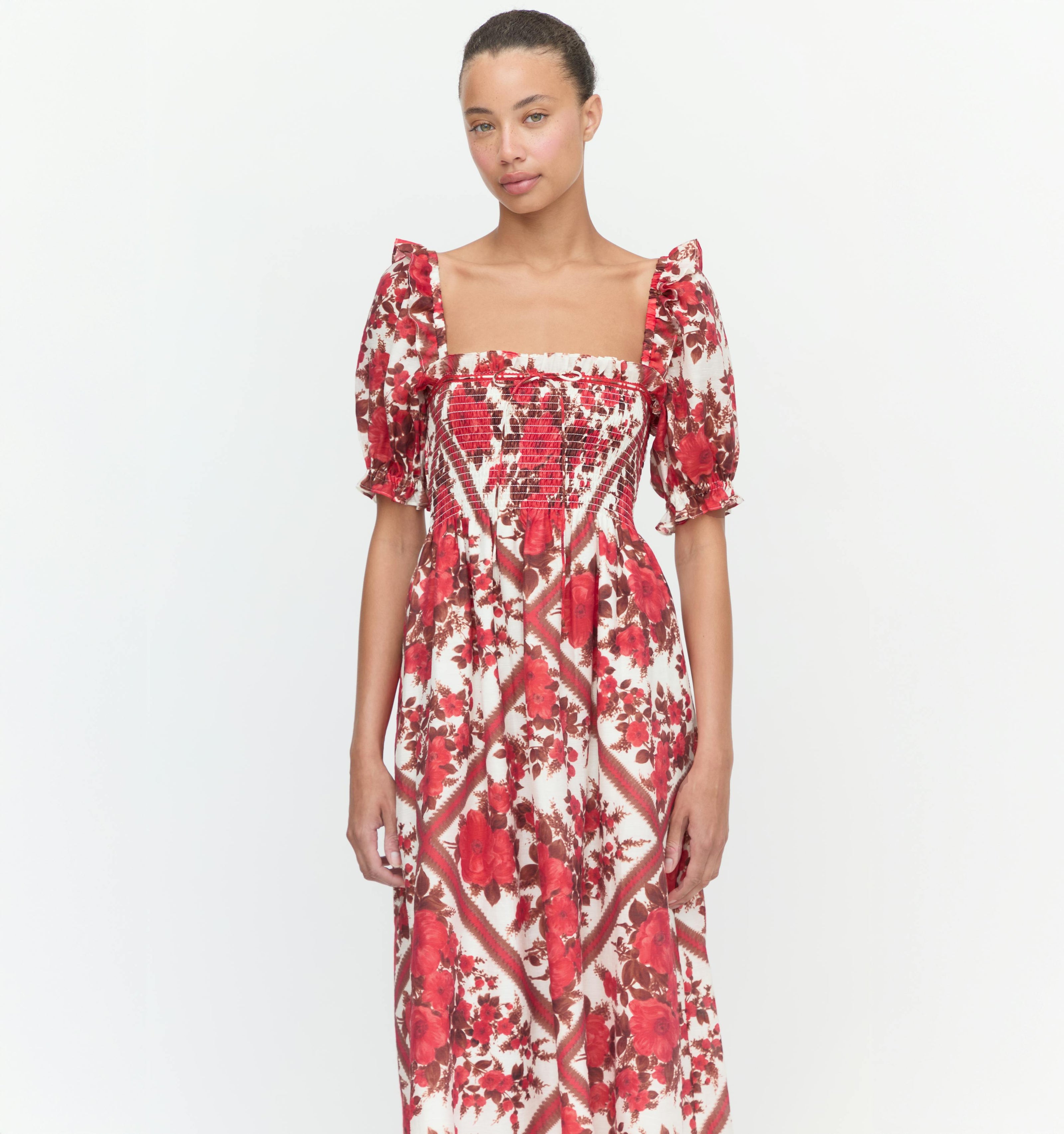 The Scarlett Nap Dress - Red Diamond Rose