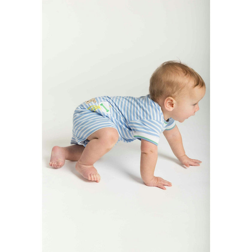 Stripe Knit Shortall With Painting Dog