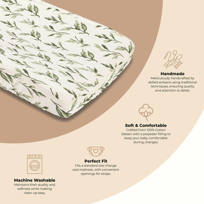 Parker Green Leaf Changing Pad Cover