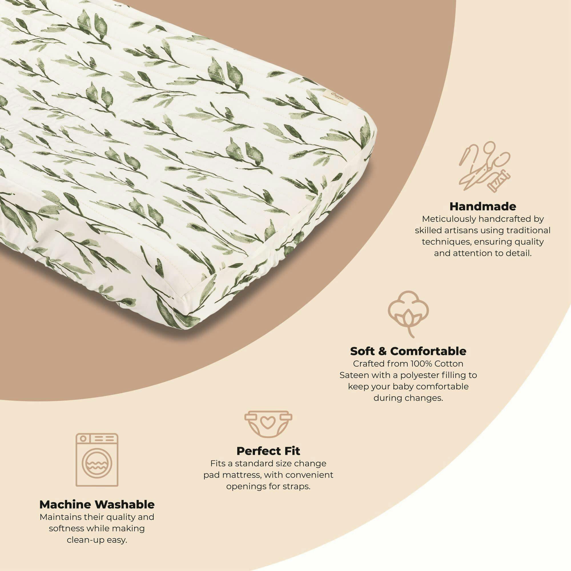 Parker Green Leaf Changing Pad Cover