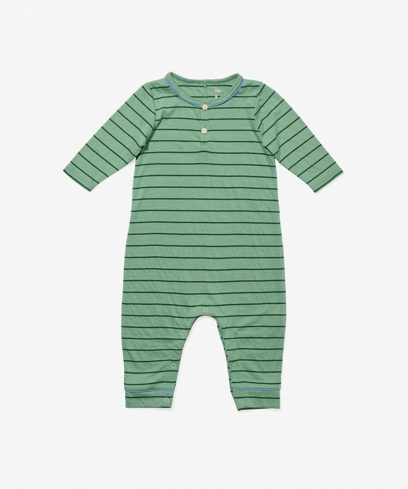 Campbell Romper, Sage Fine Stripe