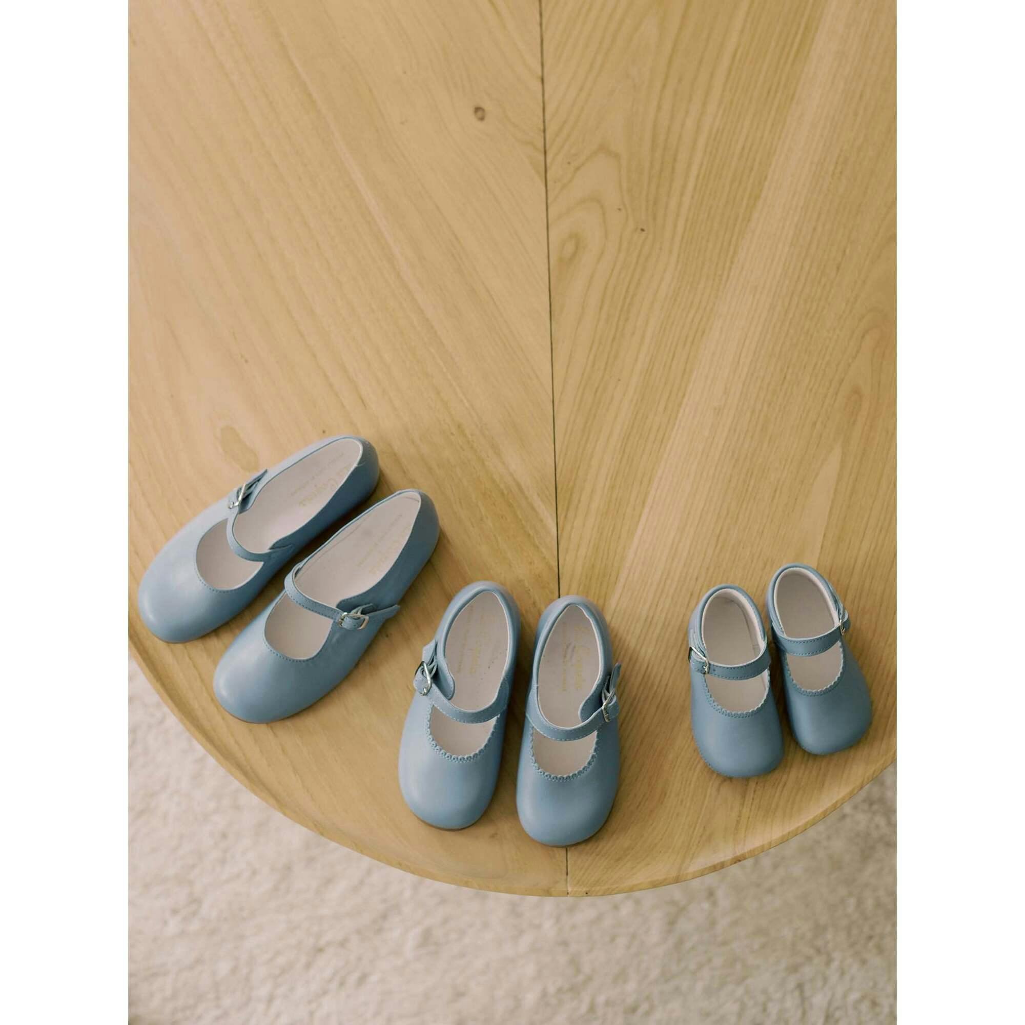 Dusty Blue Leather Girl Mary Jane Shoes