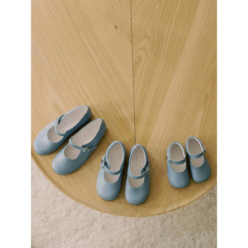 Dusty Blue Leather Girl Mary Jane Shoes