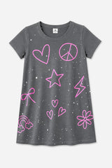 Washed Cotton Short Sleeve T-Shirt Dress