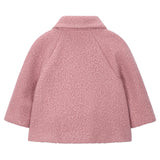 Pink Double-Breasted Wool Coat with Crossbody Pocket