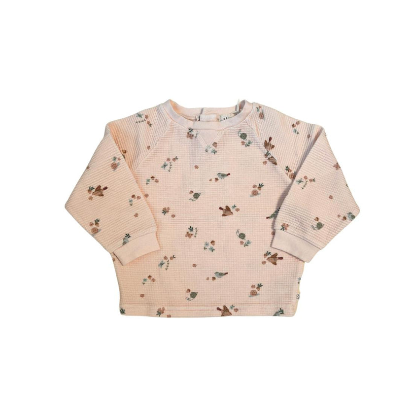 Organic Cotton Waffle Long Sleeve Tee in Birds