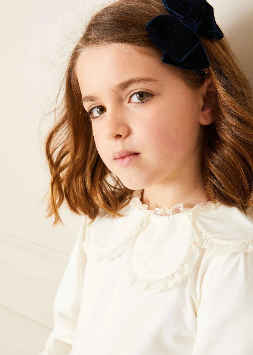Lace Trim Petal Collar Top in Cream (3-10yrs)