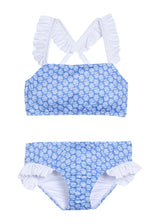 Cross Back Ruffle Bikini - Periwinkle Block Print