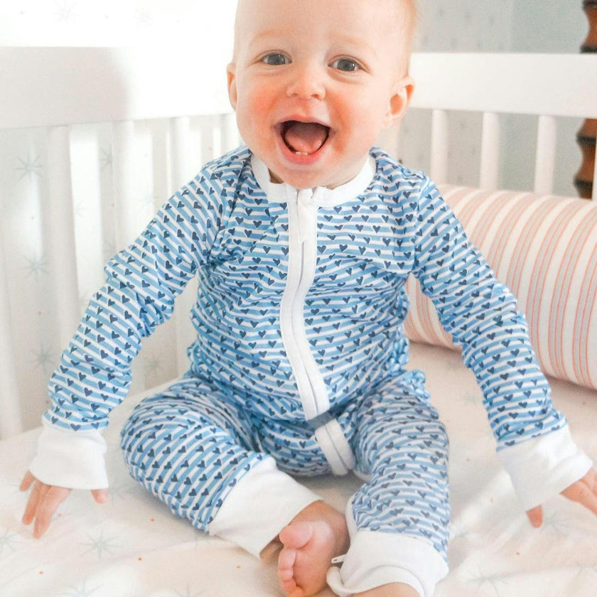 Sailor Hearts Zip Baby Onesie