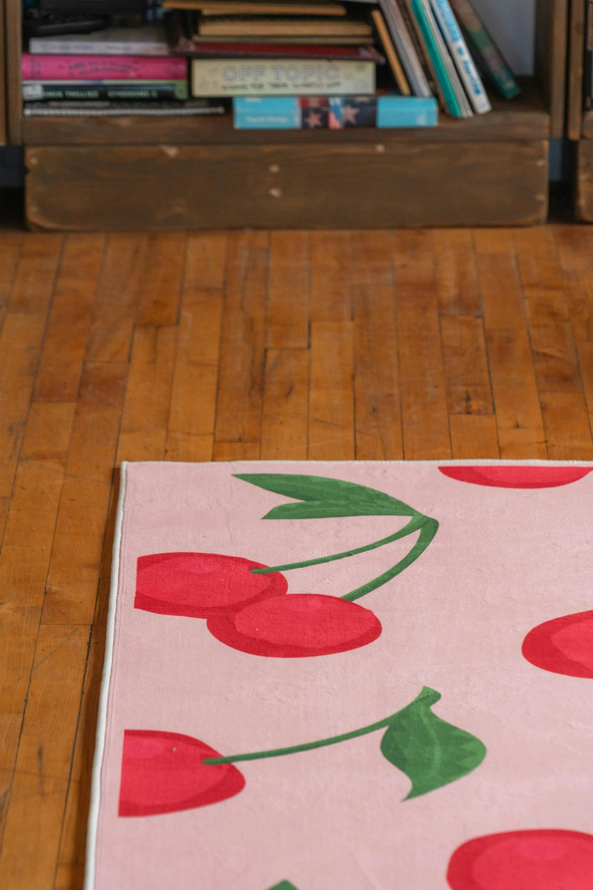 Cute Pink Cherry Rug by Elizabeth Bay