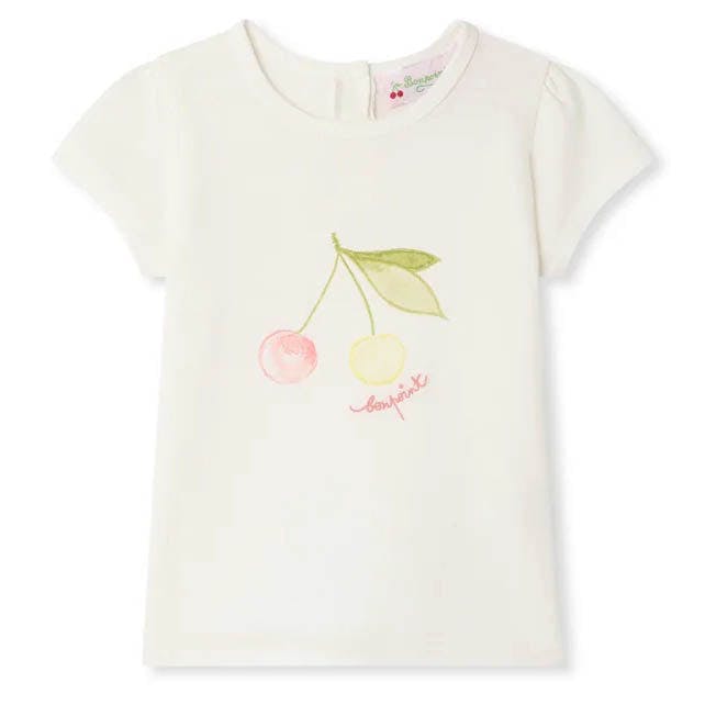 BONPOINT Cira Cherries Baby T-Shirt - Blanc Lait