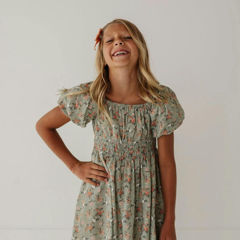 Peasant Bubble Sleeve Dress Isabella Paisley