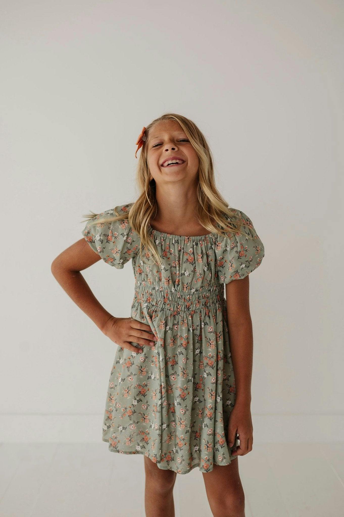 Peasant Bubble Sleeve Dress Isabella Paisley