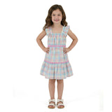 Girls Tiered Dress | Pastel Plaid