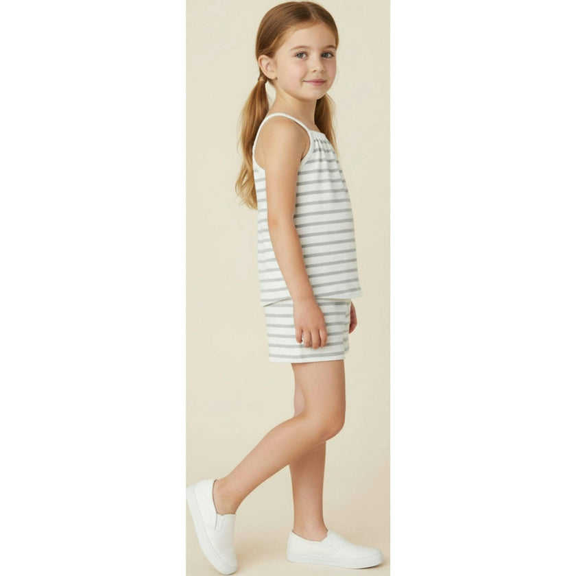 Organic Tank Top & Shorts Set - Fog Stripes