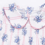 Stripe Dot Roses - Smocked Peter Pan Snap Footie