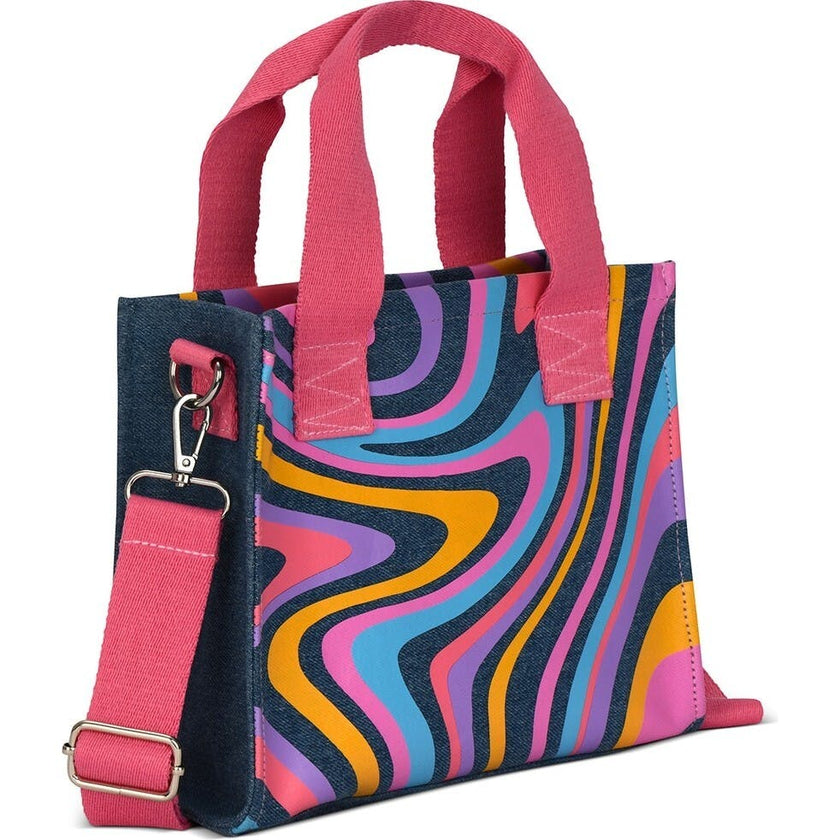 Color Swirl Denim Crossbody Bag
