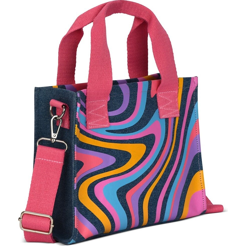 Color Swirl Denim Crossbody Bag