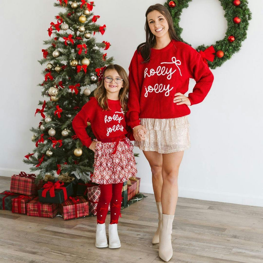 Christmas Plaid Bow Tiered Tutu Skirt