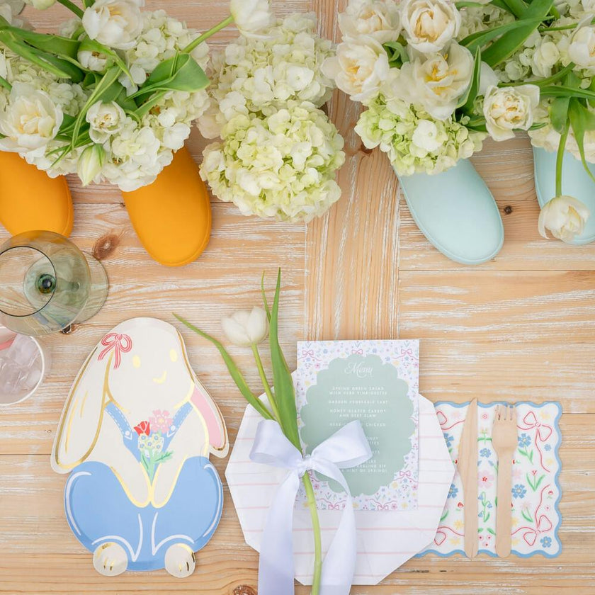Bunnies In The Garden Pink Floral Petite Napkins