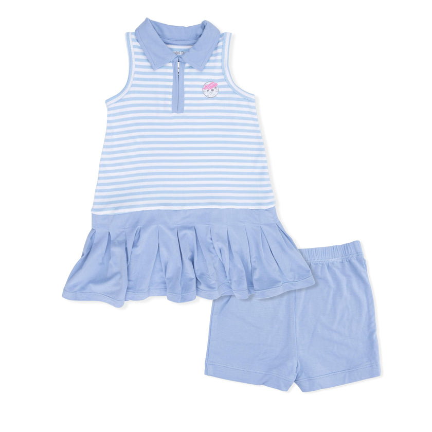 Striped Golf - Polo Tennis Dress with Cartwheel Short