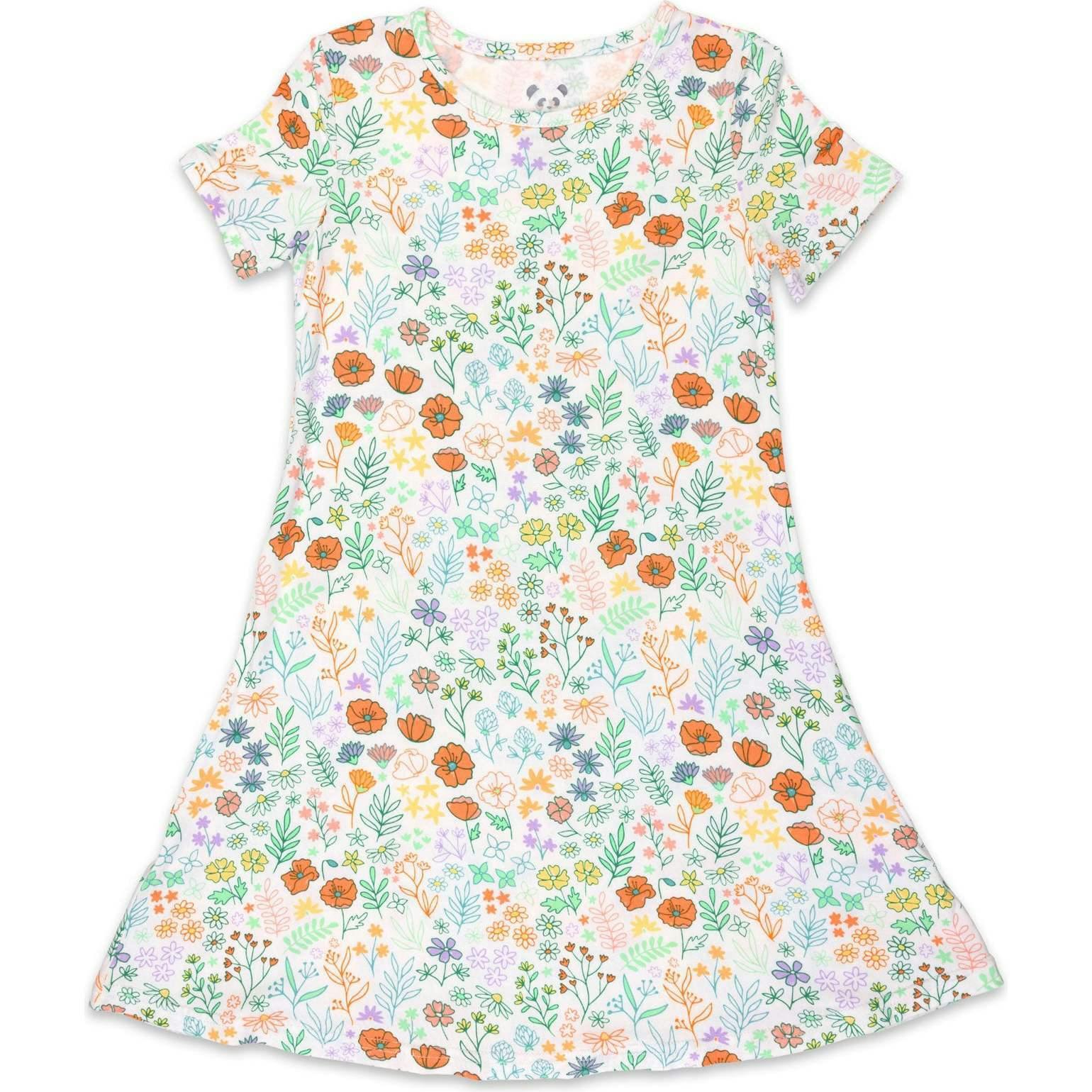 Summer Floral Bamboo Girls' Short Sleeve Dress