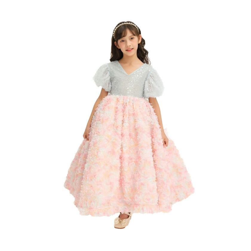 Blue Pastel Pink Floral Latona Dress