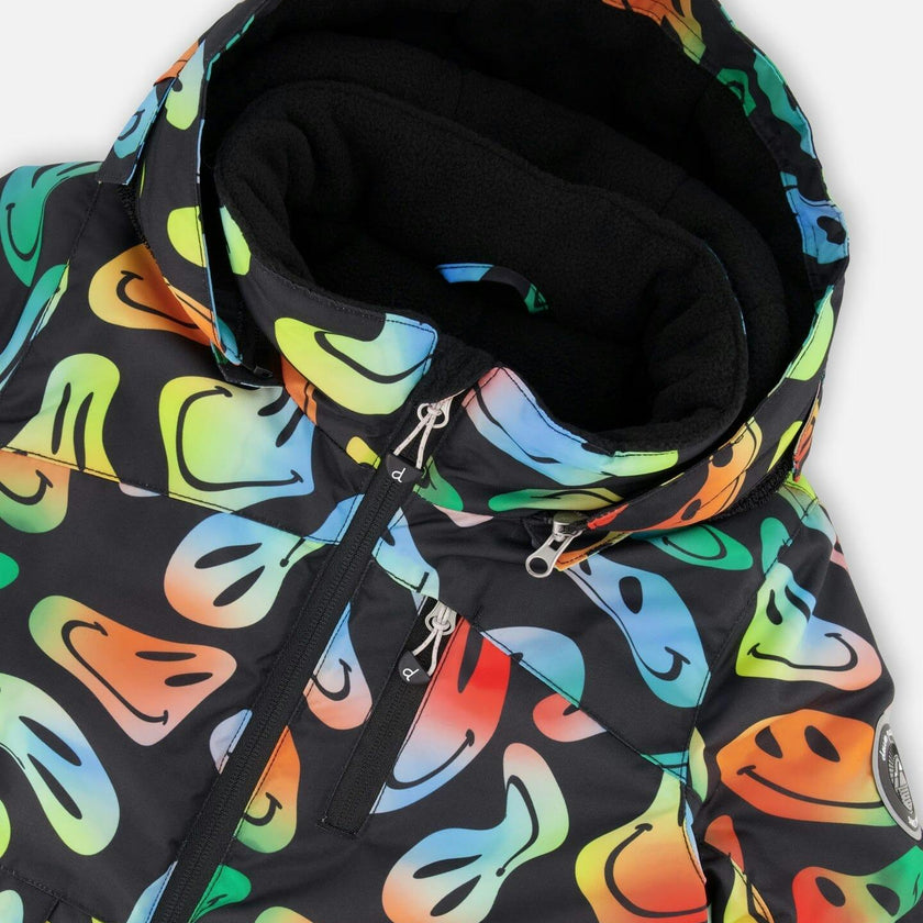 Two-Piece Play Snowsuit with Allover Print Jacket Smiley Face