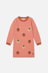 Knitted Dress With Strawberry Jacquard Pink