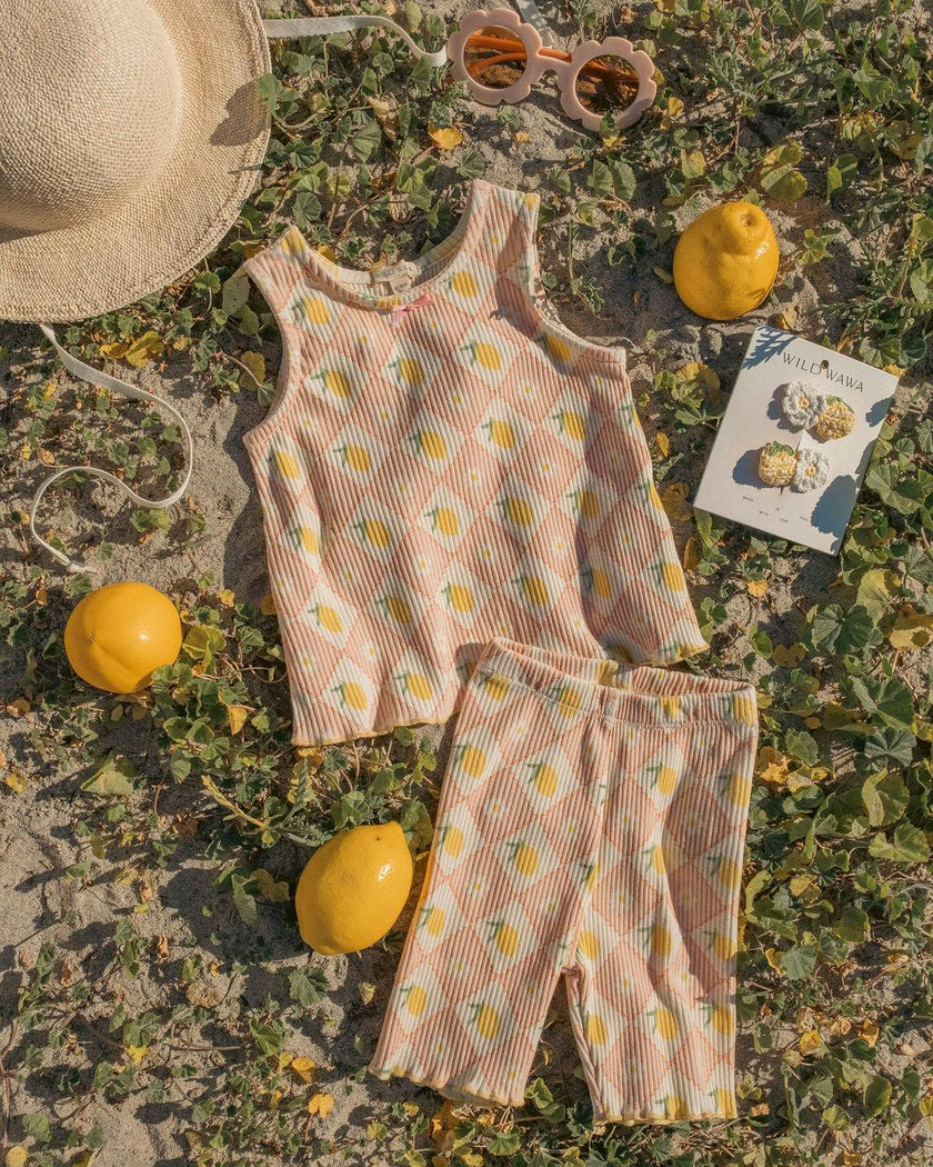 Sleeveless Biker Set in Lemon Twist