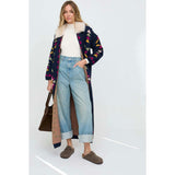 Cathy Jacquard Long Line Cardigan