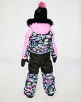 Kids One Piece Play Snowsuit Black Heart Print