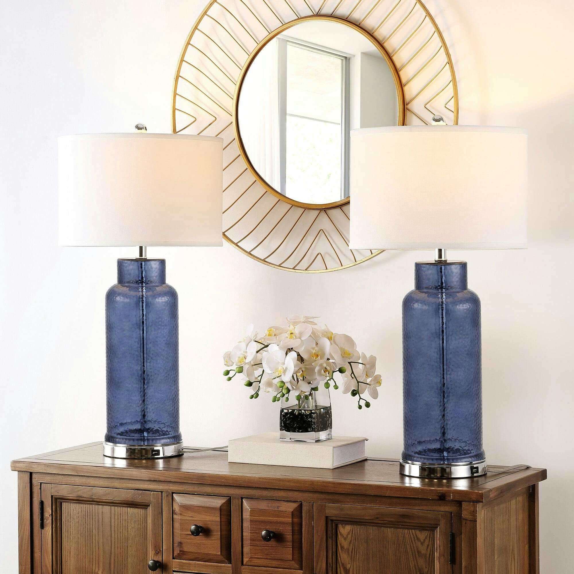 Bottle Glass Table Lamps With USB Port