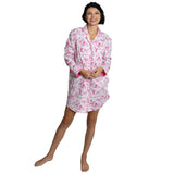 Women's Skydog Toile Pink Night Shirt - Organic Cotton Poplin