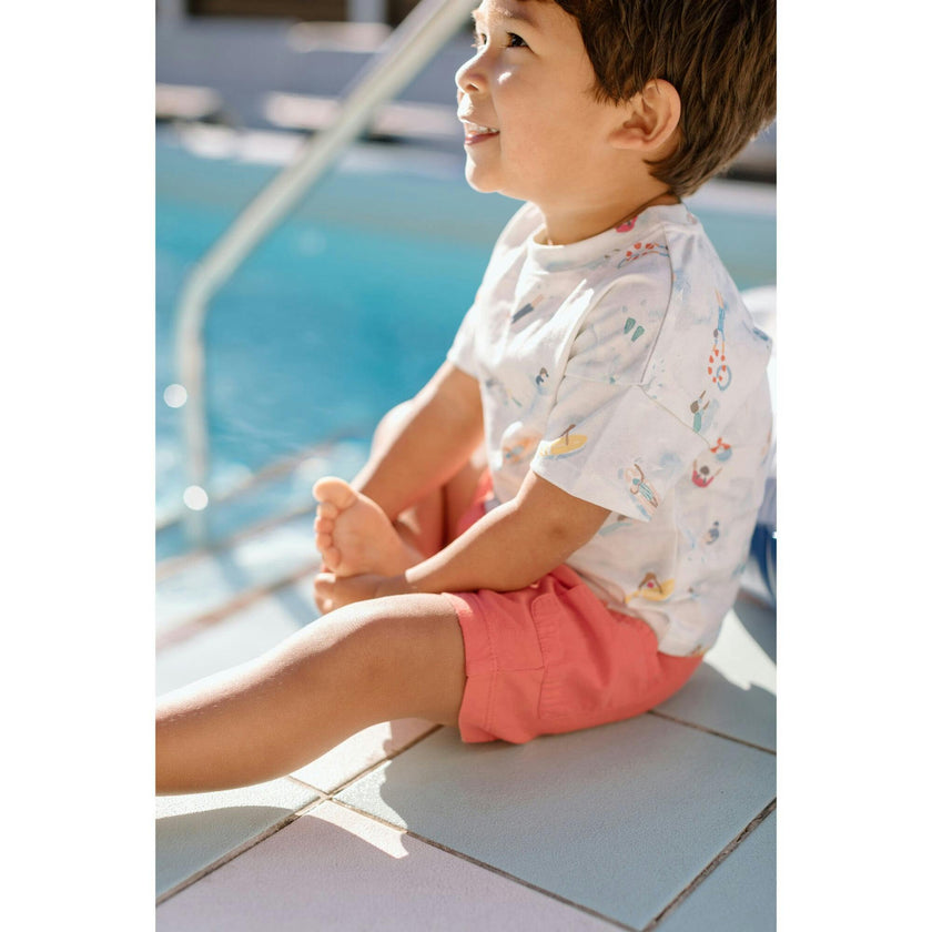 Crew Neck Dropped Shoulder T-Shirt, Multi