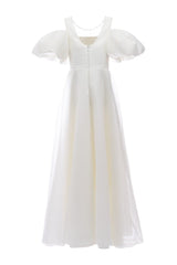 Ivory Thea Puff-Sleeve Dress