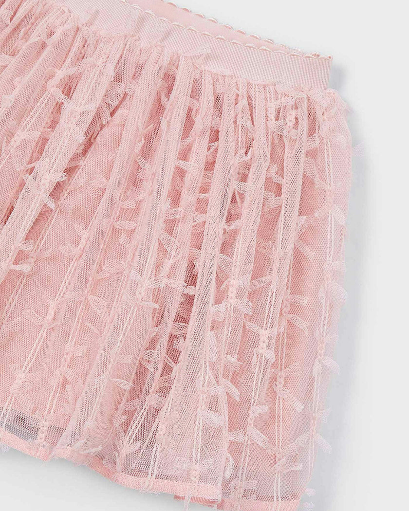 Pink Tulle Skirt With Layered Texture