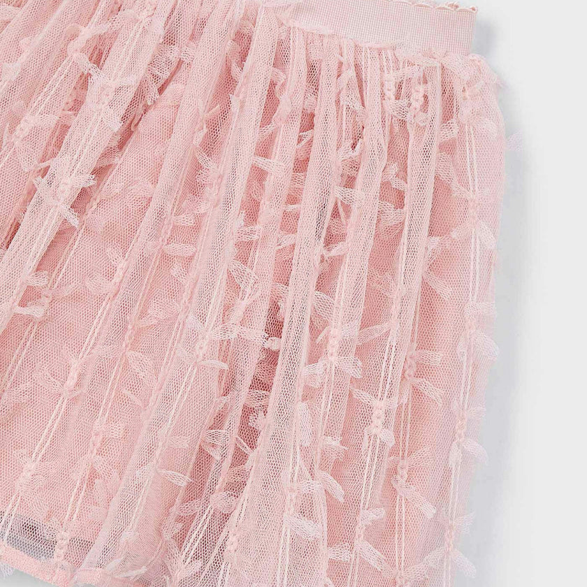 Pink Tulle Skirt With Layered Texture